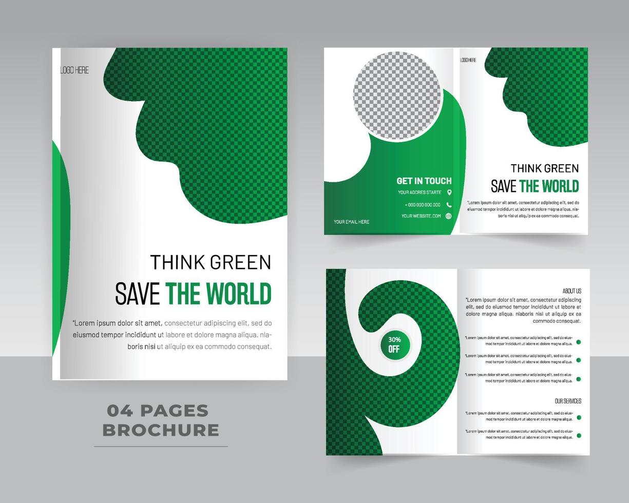 4 Page Nature Brochure Template Design vector