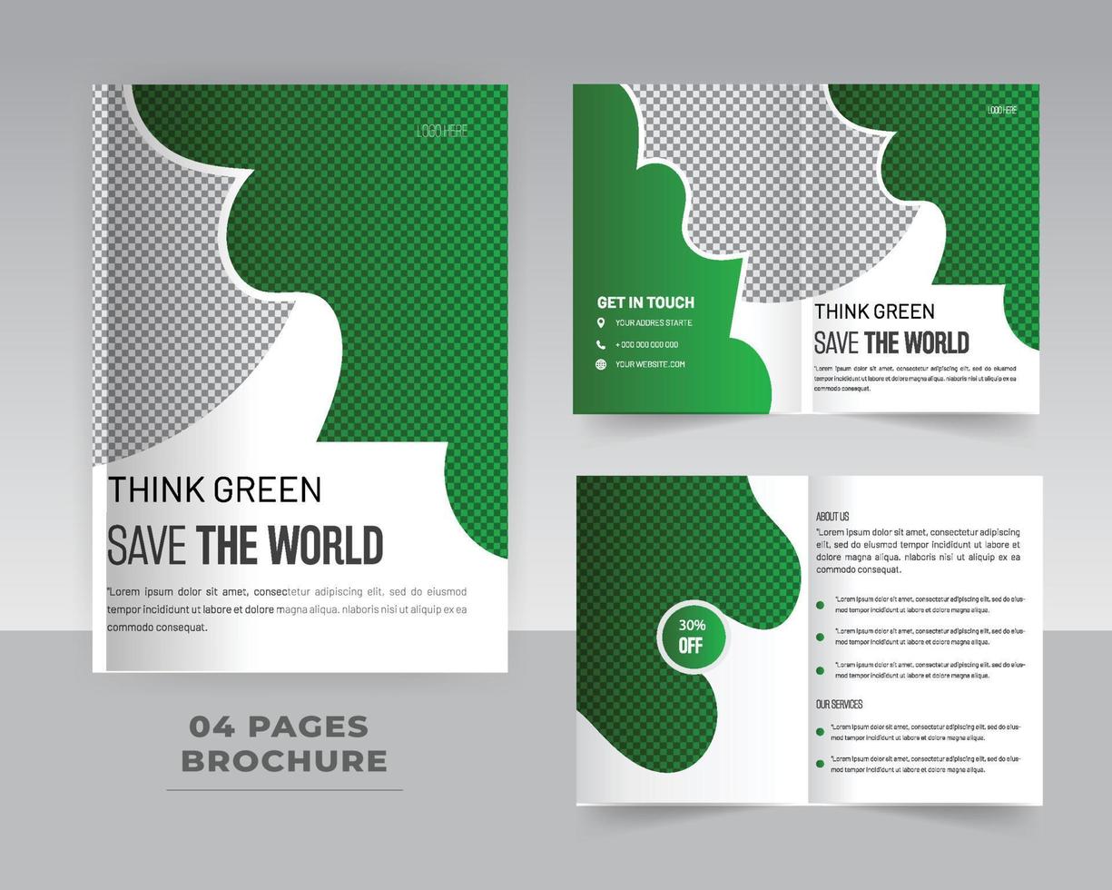 4 Page Nature Brochure Template Design vector