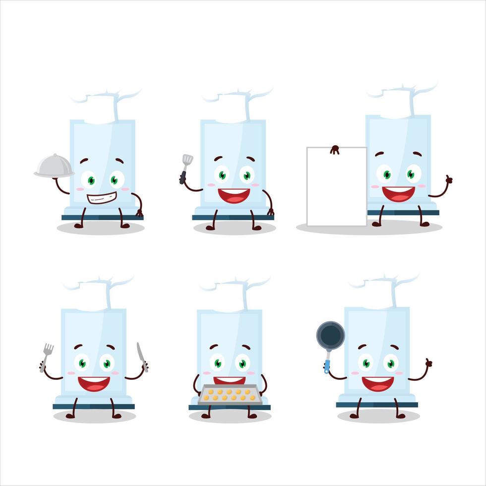 Cartoon character of aeropress with various chef emoticons vector