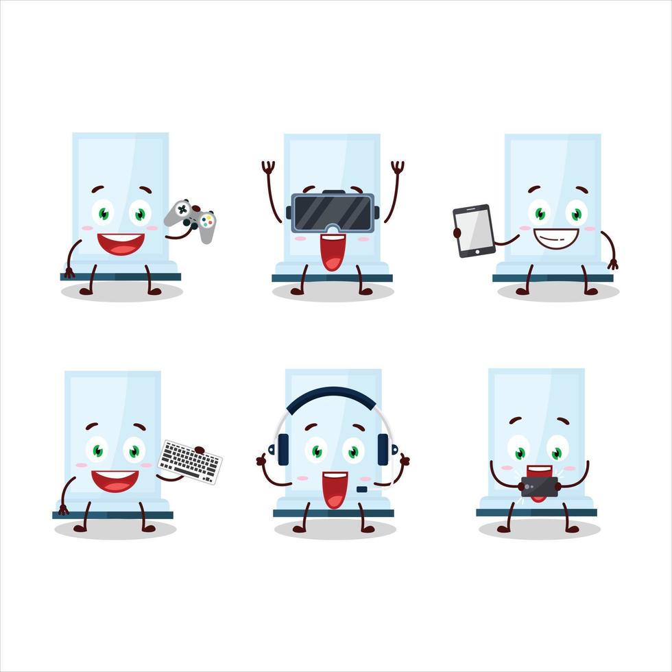 Aeropress cartoon character are playing games with various cute emoticons vector