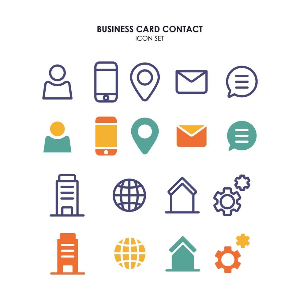 Business Card Contact Icons Set 22945303 Vector Art at Vecteezy