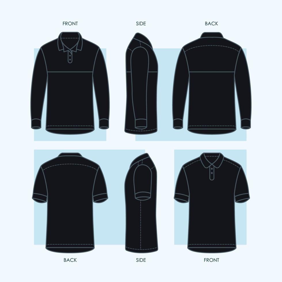 Outline Black Polo Shirt Mockup Design vector