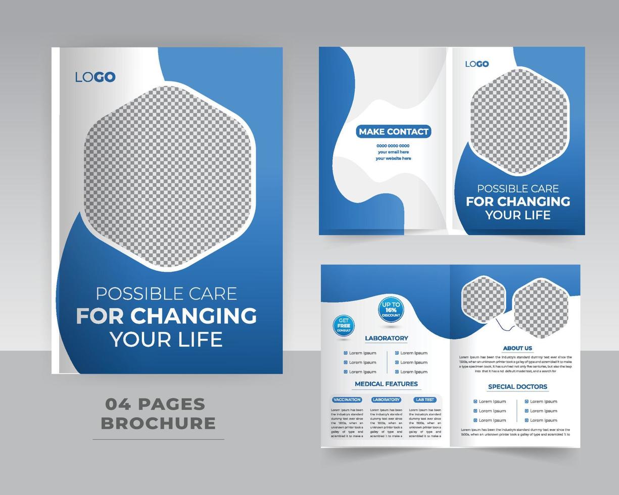 4 Page Medical Or Healthcare Brochure Template Design vector