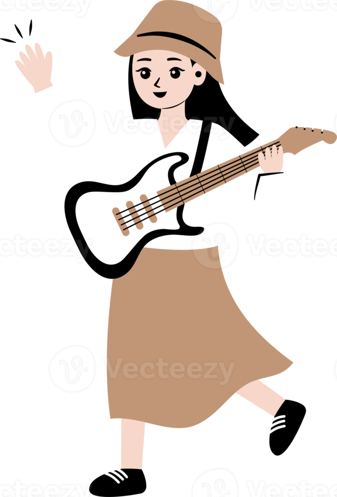 cartone animato personaggio giocando chitarra png