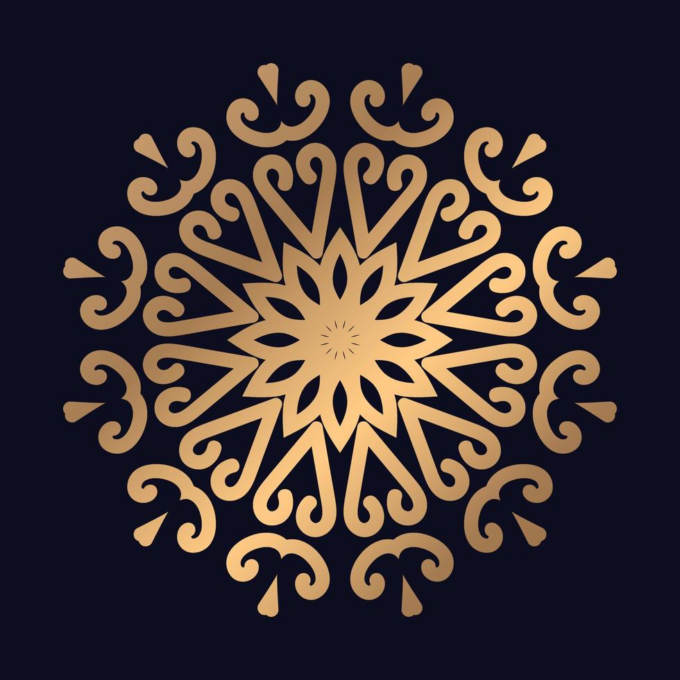 Golden Floral Round Ornament. Oriental Pattern mandala design background vector