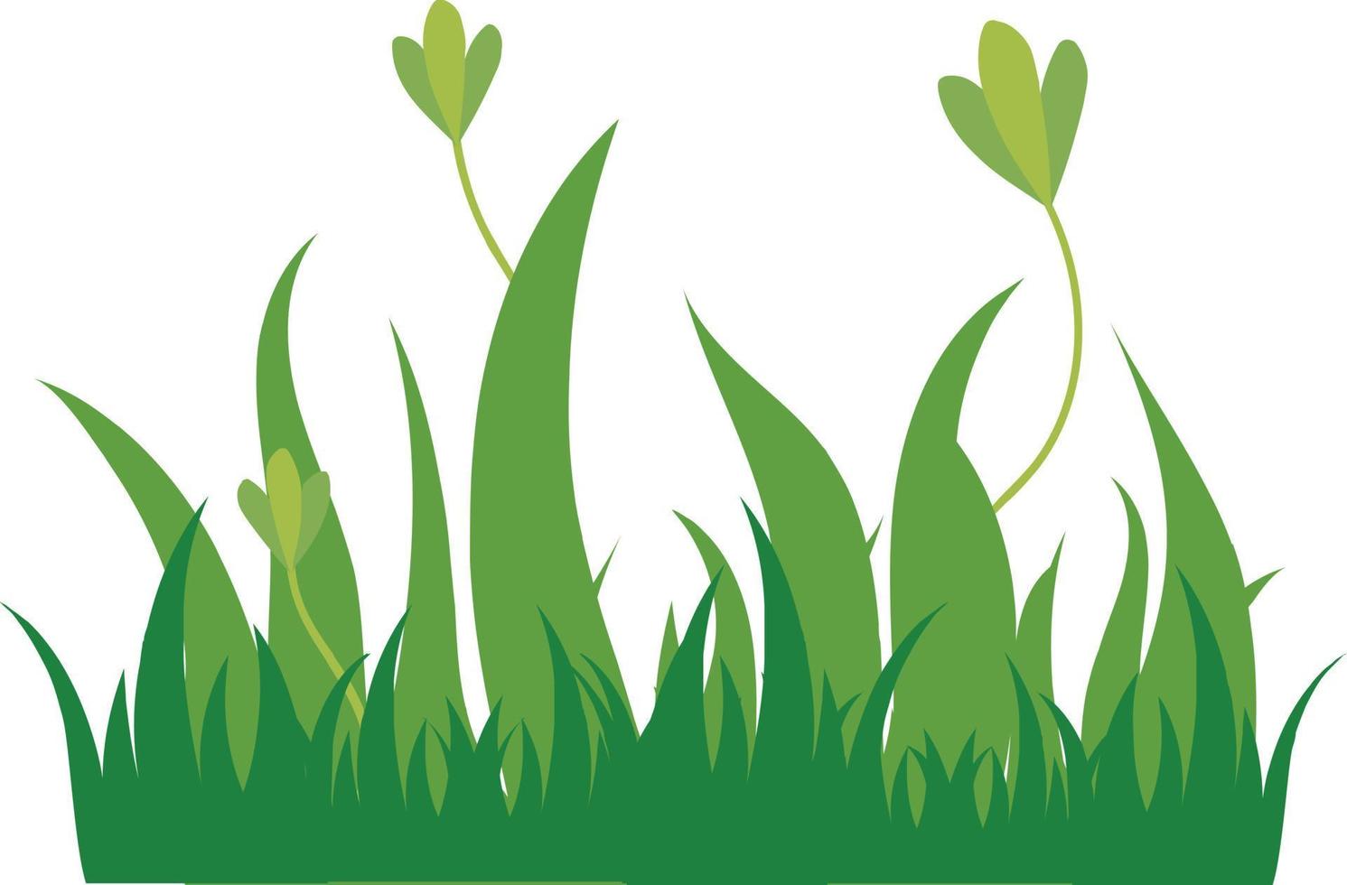 Green grass icon isolated on white background. Flat style vector illustration.