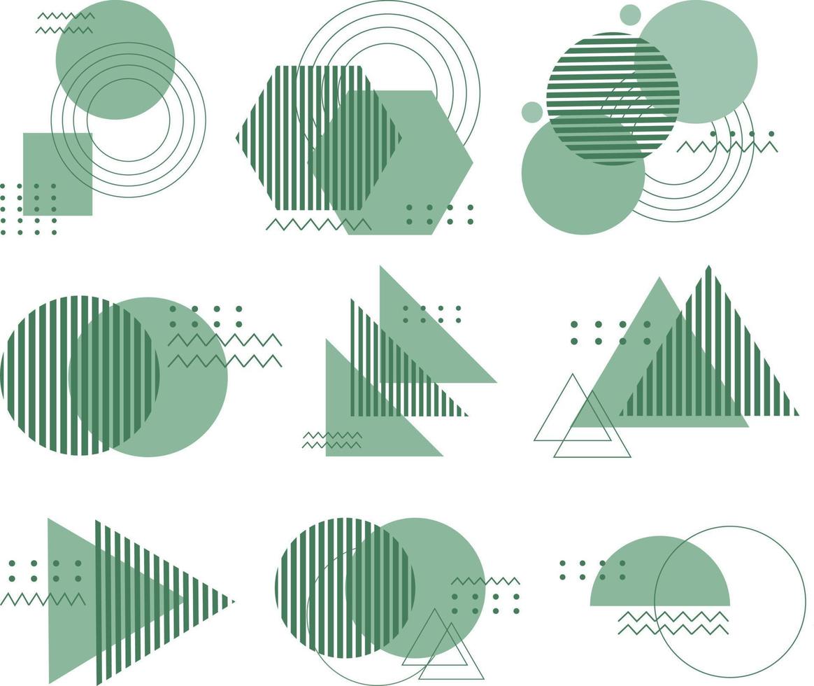 Set of abstract geometric shapes in memphis style. Vector illustration.
