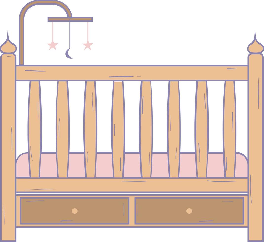 bed with a white background. Crib baby icon over white background, colorful design. vector illustration