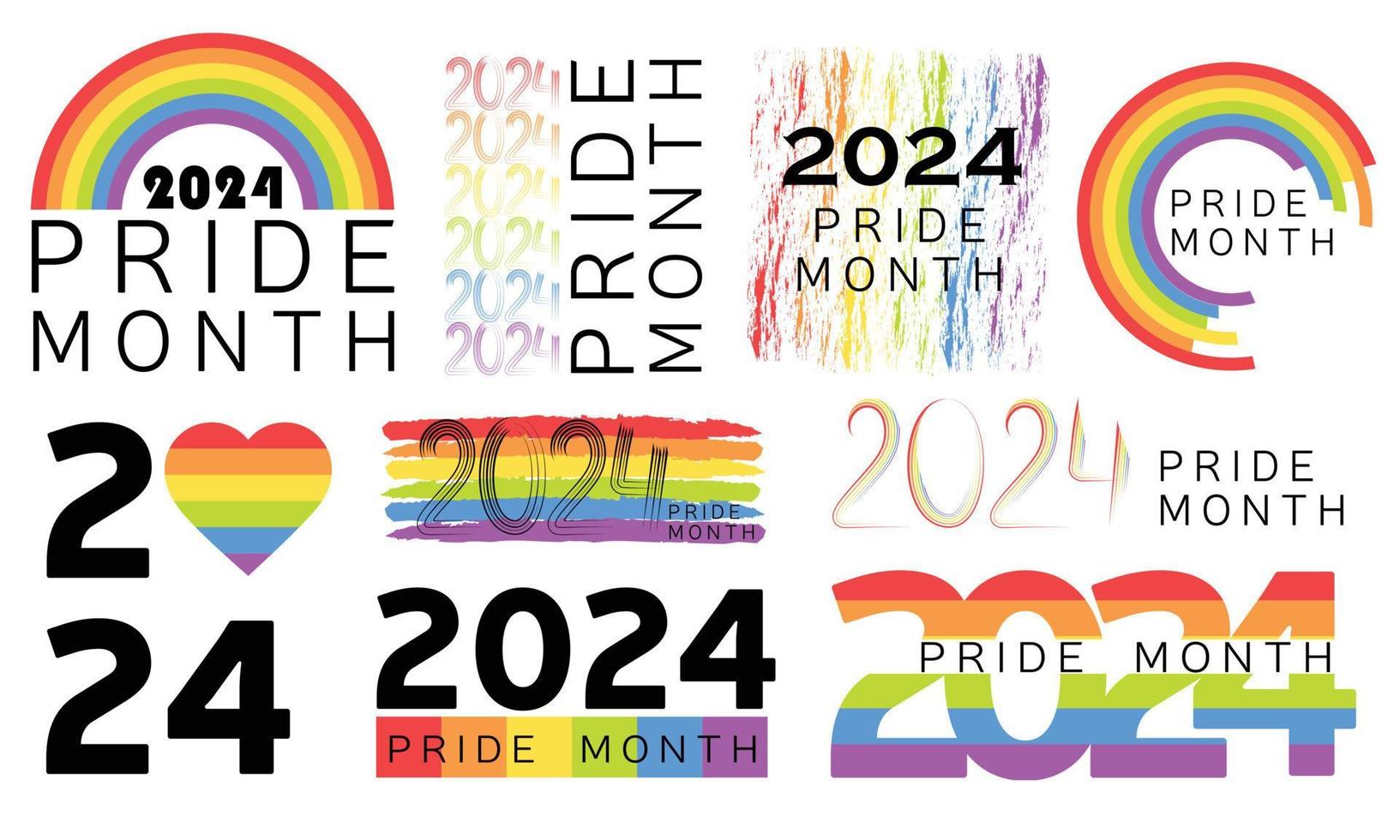 2024 orgullo mes. grande conjunto lgbt concepción. orgullo día línea resumen logo. humano derechos y tolerancia. vector