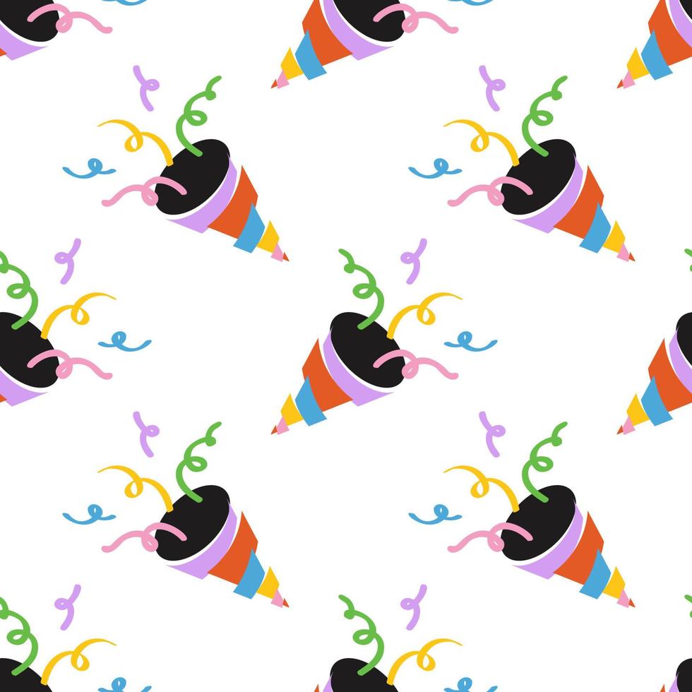 Seamless pattern with party popper vector illustration