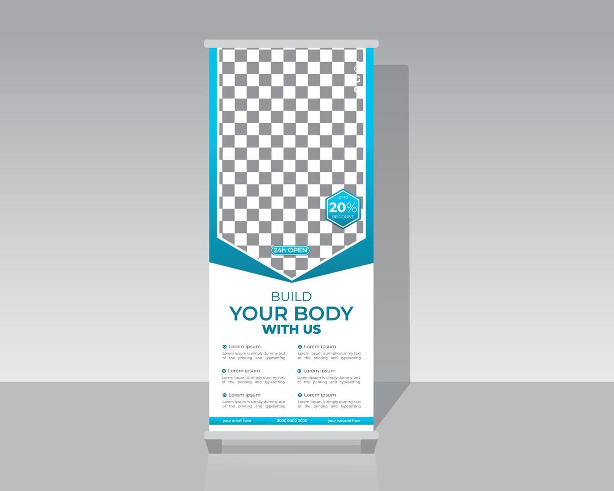 Gym Or Fitness Roll Up Banner Template vector