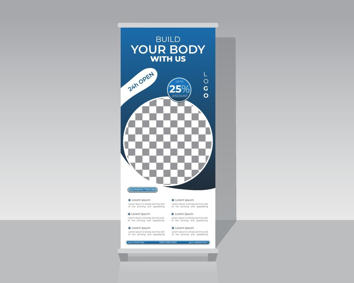 Gym Or Fitness Roll Up Banner Template vector