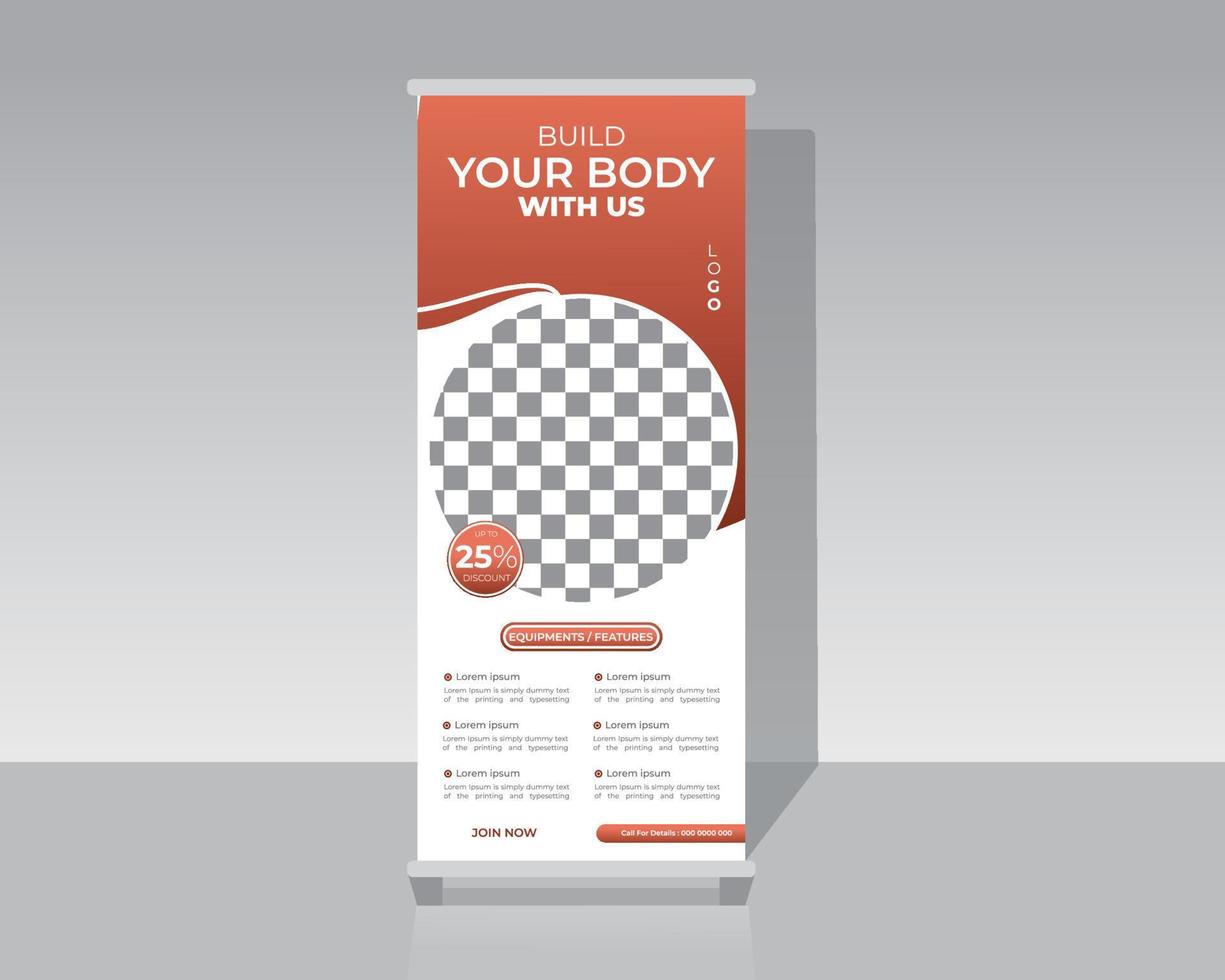 Gym Or Fitness Roll Up Banner Template vector