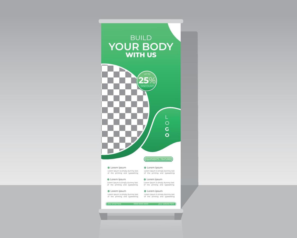 Gym Or Fitness Roll Up Banner Template vector
