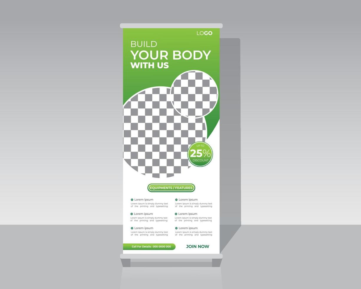 Gym Or Fitness Roll Up Banner Template vector
