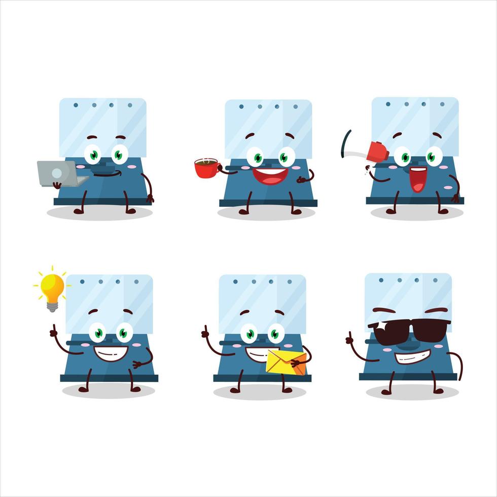 Automatic espresso coffee cartoon character with various types of business emoticons vector