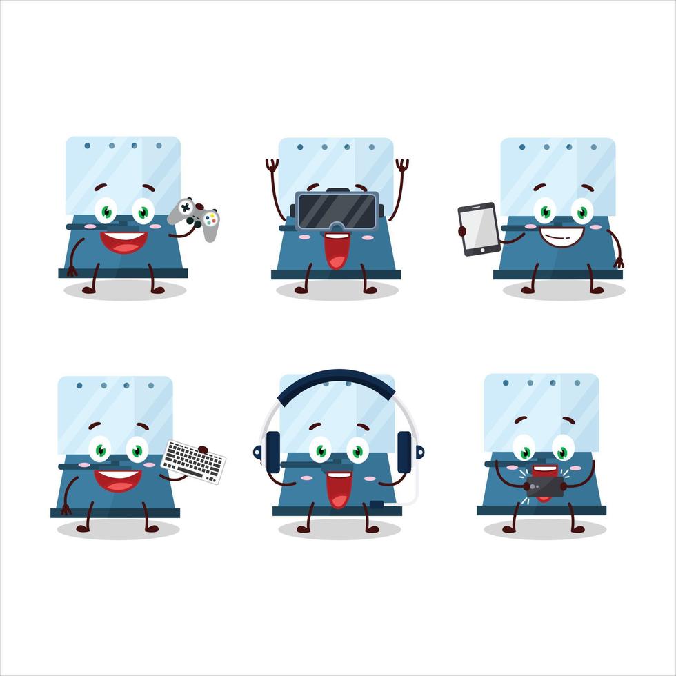 automático Café exprés café dibujos animados personaje son jugando juegos con varios linda emoticones vector