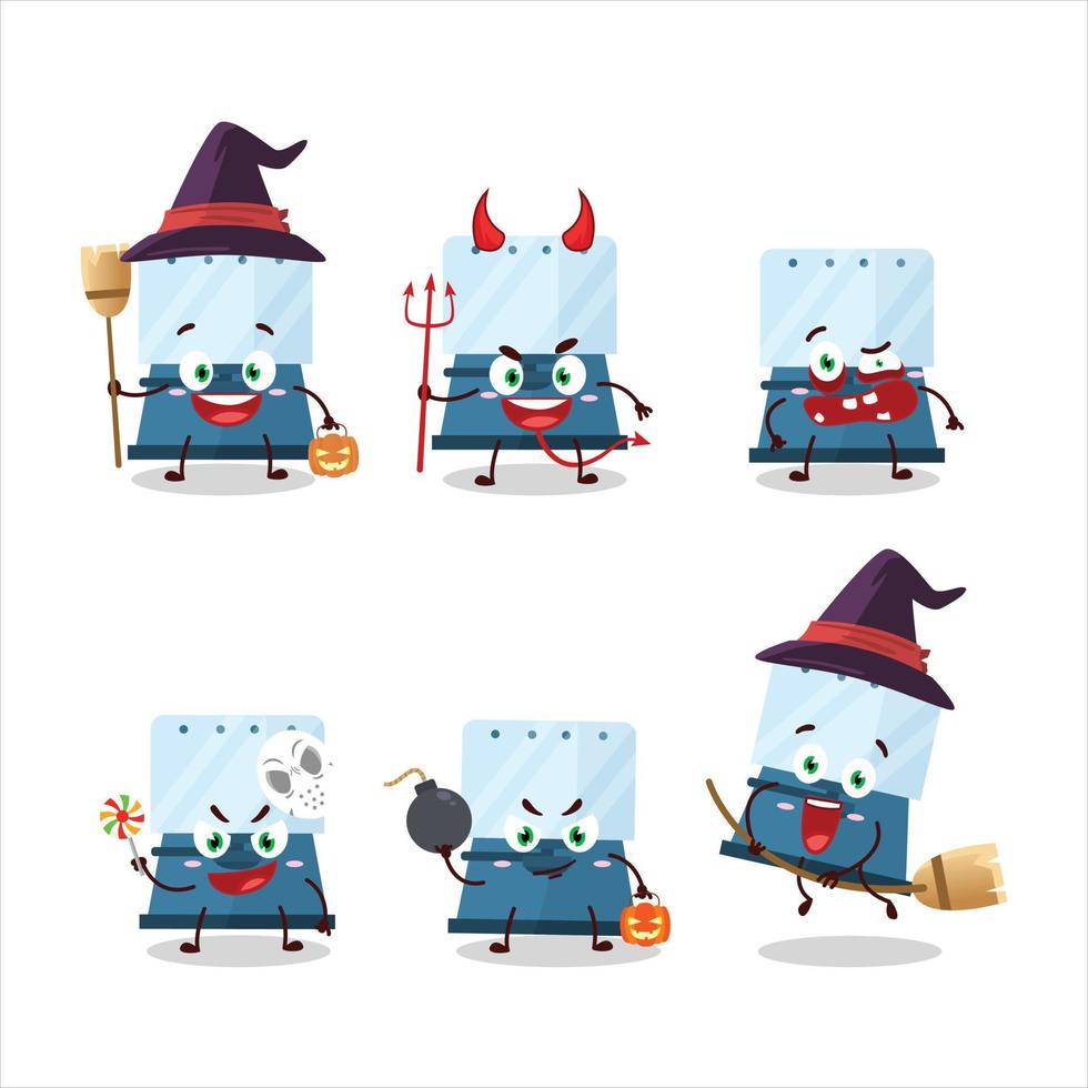 Halloween expression emoticons with cartoon character of automatic espresso coffee vector