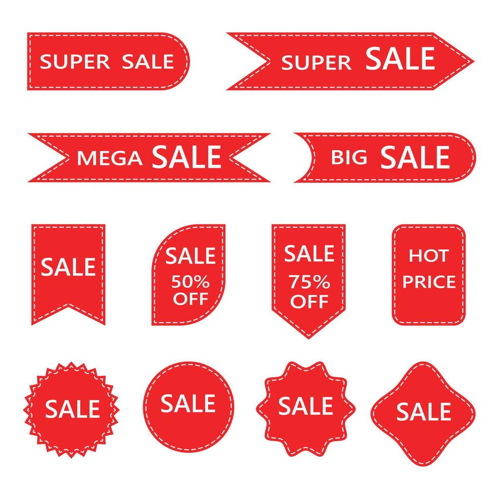 Red sale banners, labels, stickers, tags, vector illustration eps10