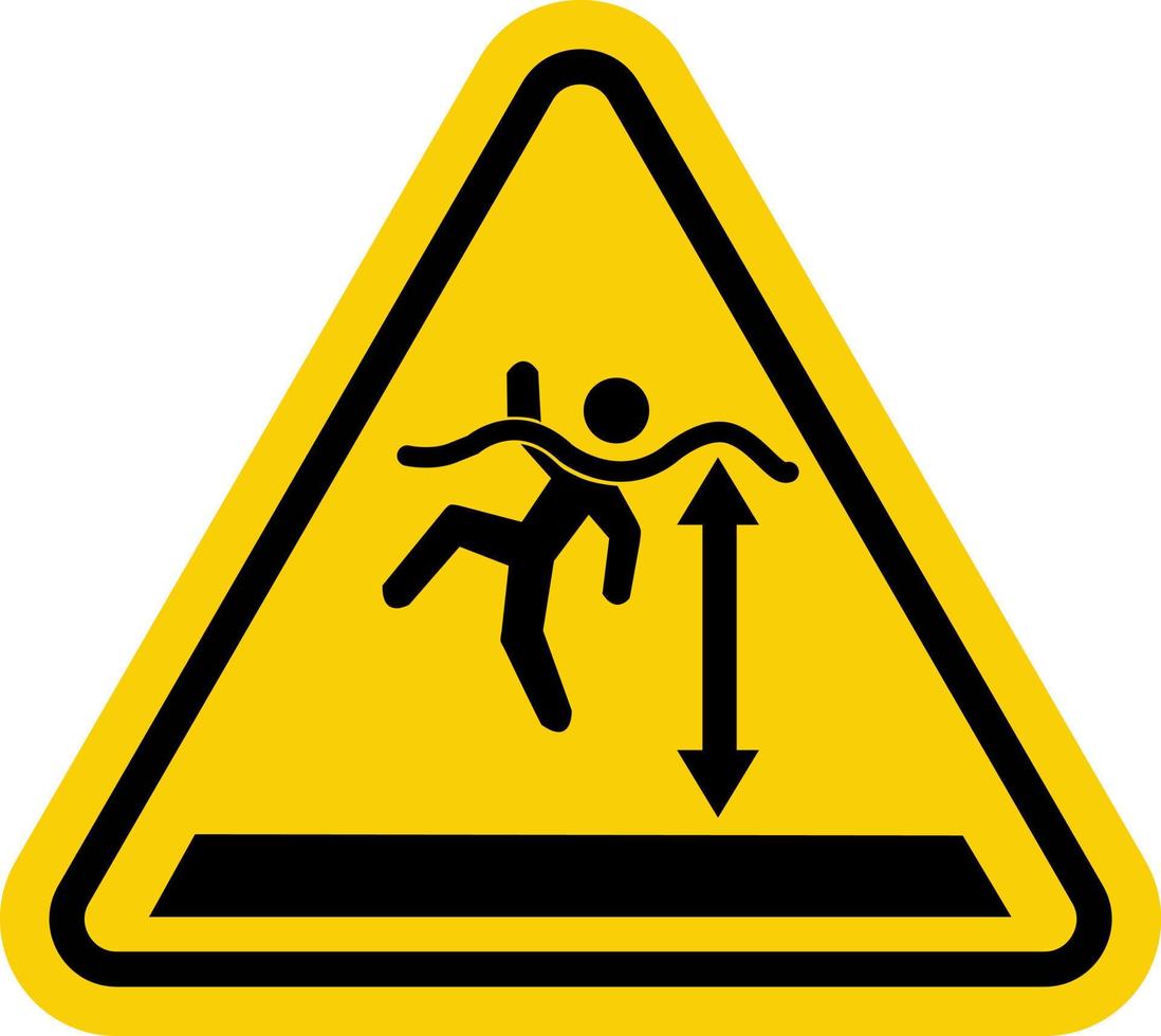 Deep water sign. Yellow triangle sign with a drowning person. Caution, high water level. Caution near reservoir, sea and lake. Warning sign risk of drowning. vector