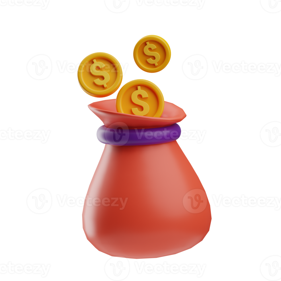 Money Corruption money bag 3d Illustration png