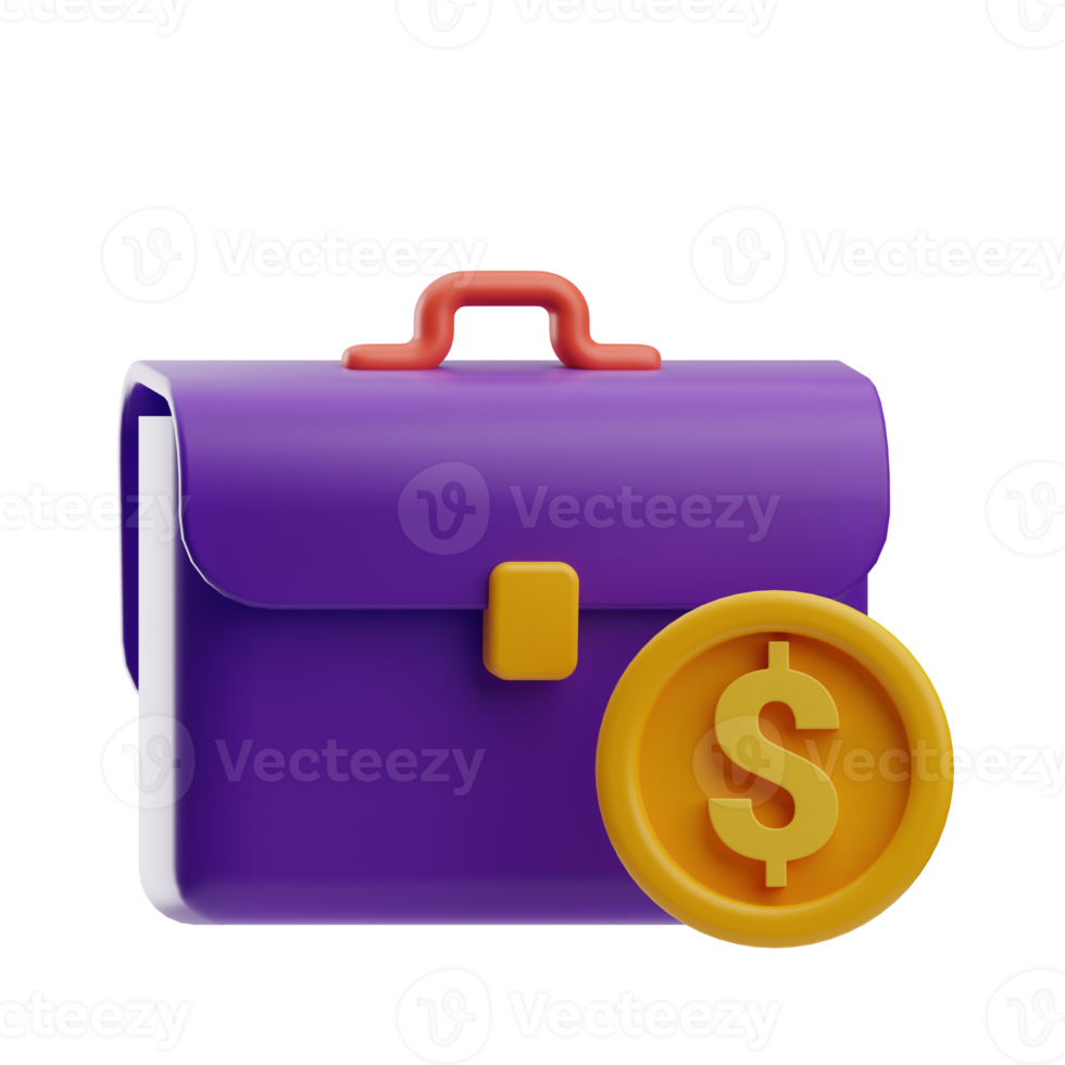 Money Corruption suitcase with coin 3d Illustration png