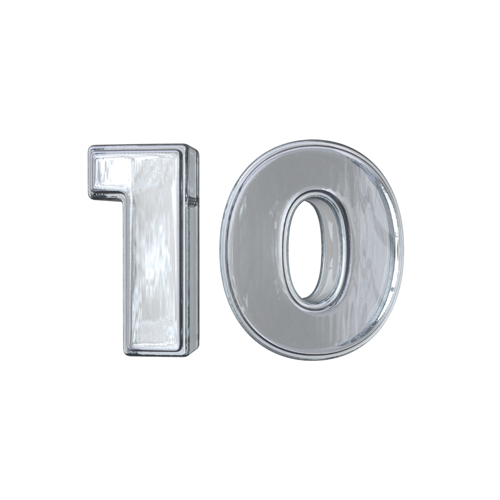 número 10 3d render com diamante material png