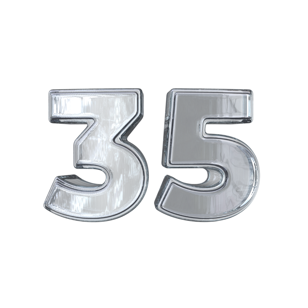 número 35 3d render com diamante material png