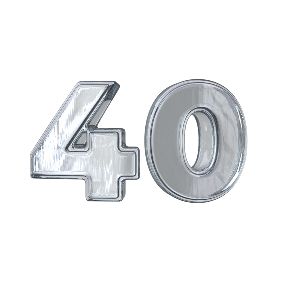 Number 40 3D render with diamond material png
