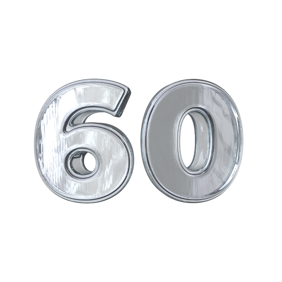 número 60 60 3d hacer con diamante material png