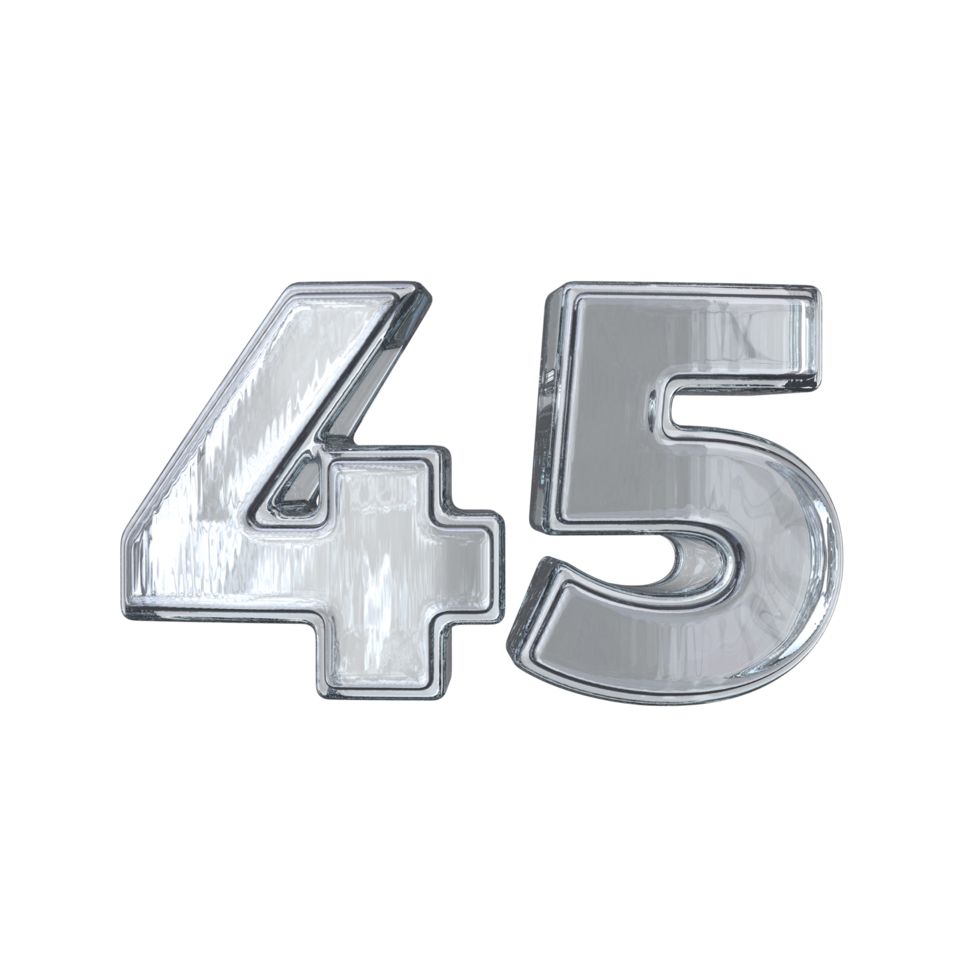 Number 45 3D render with diamond material png