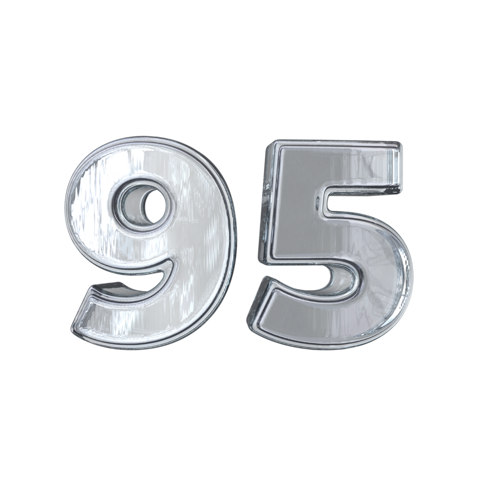 Number 95 3D render with diamond material png