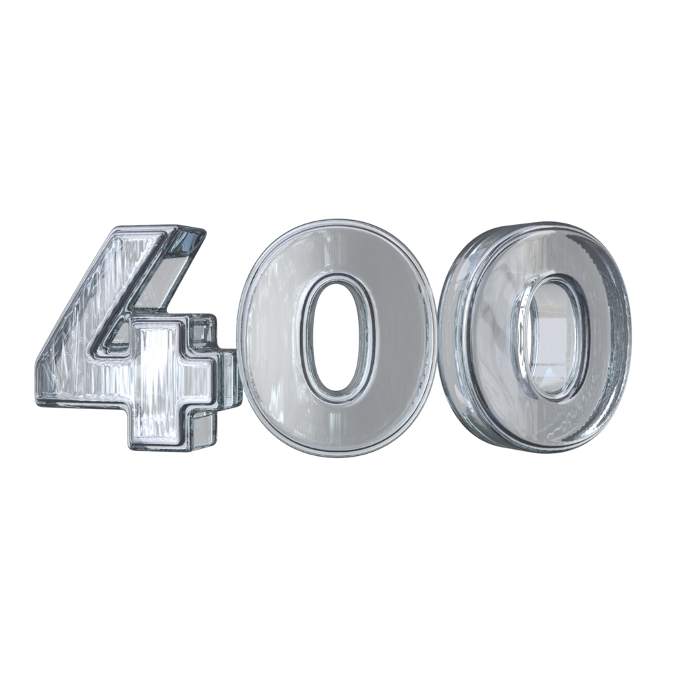 Number 400 3D render with diamond material png