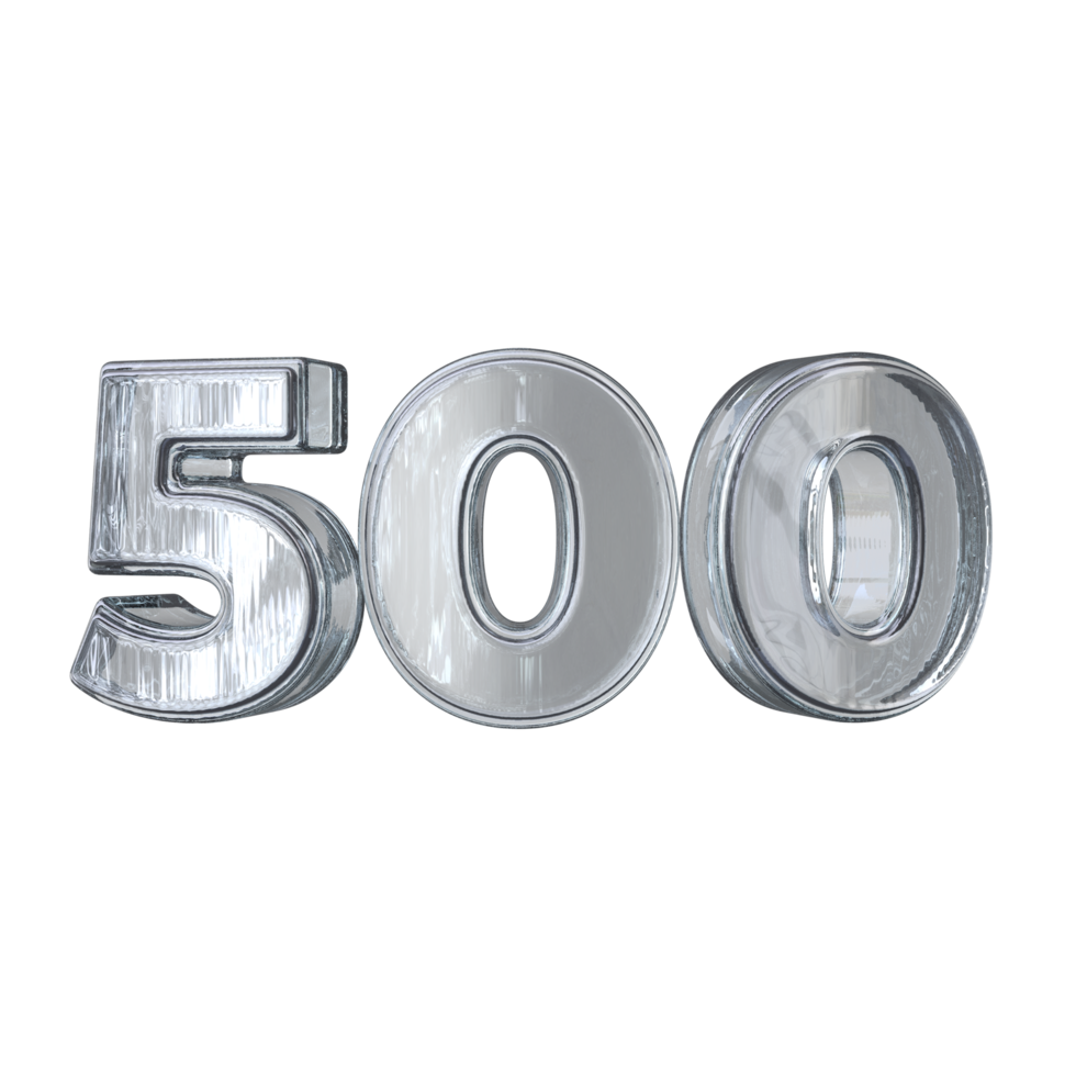 número 500 3d render com diamante material png