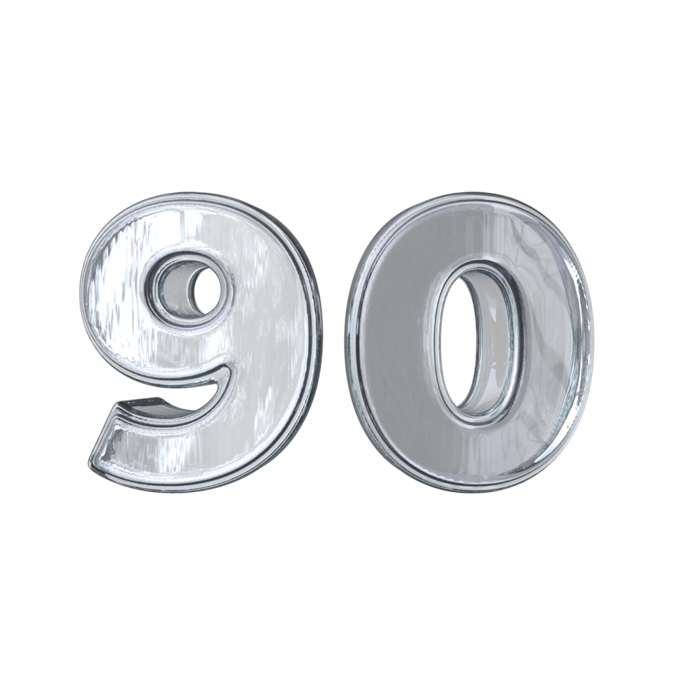 número 90 3d render com diamante material png