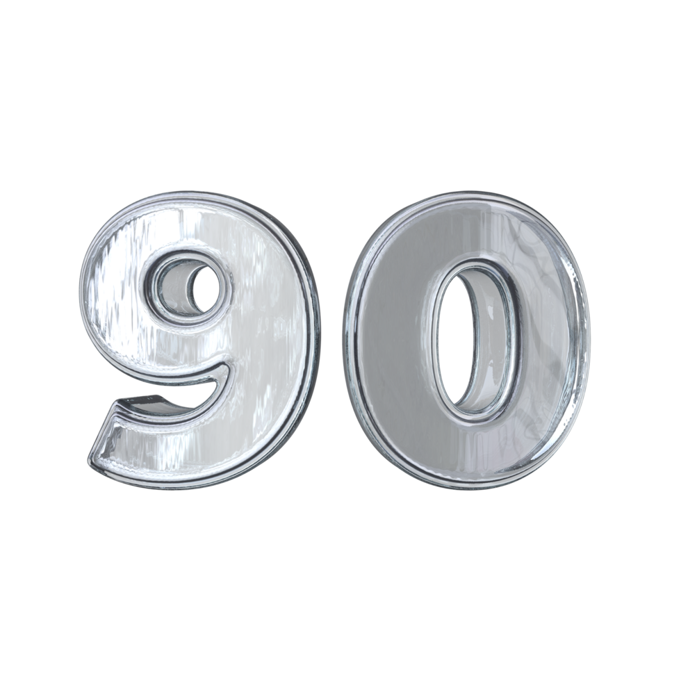 Number 90 3D Render With Diamond Material 22946234 PNG