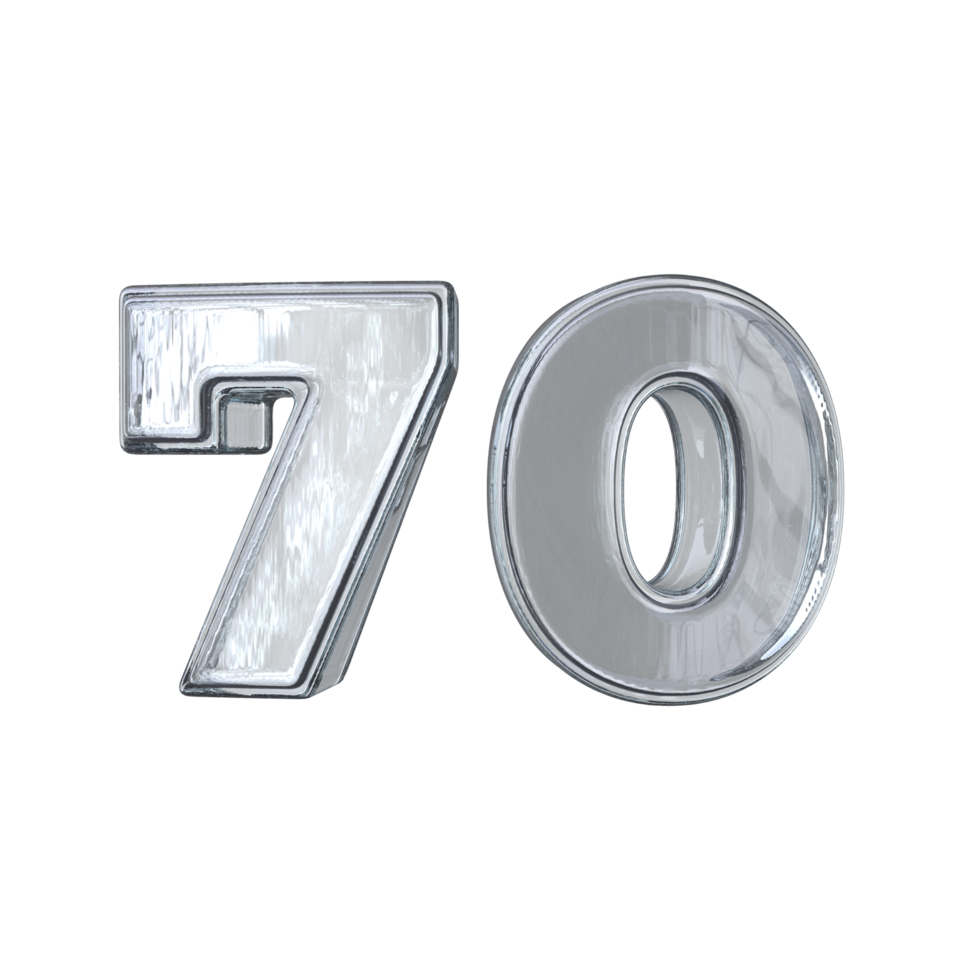 número 70 3d render com diamante material png