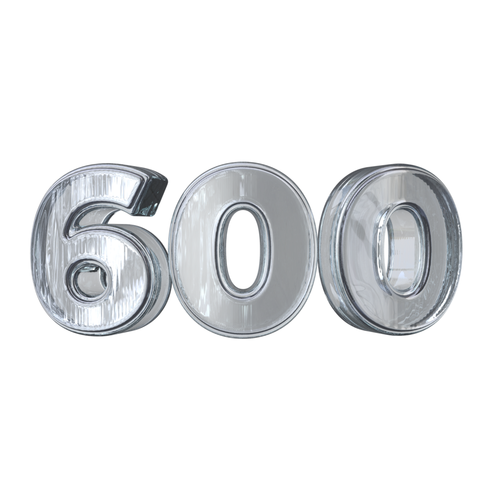 número 600 3d render com diamante material png