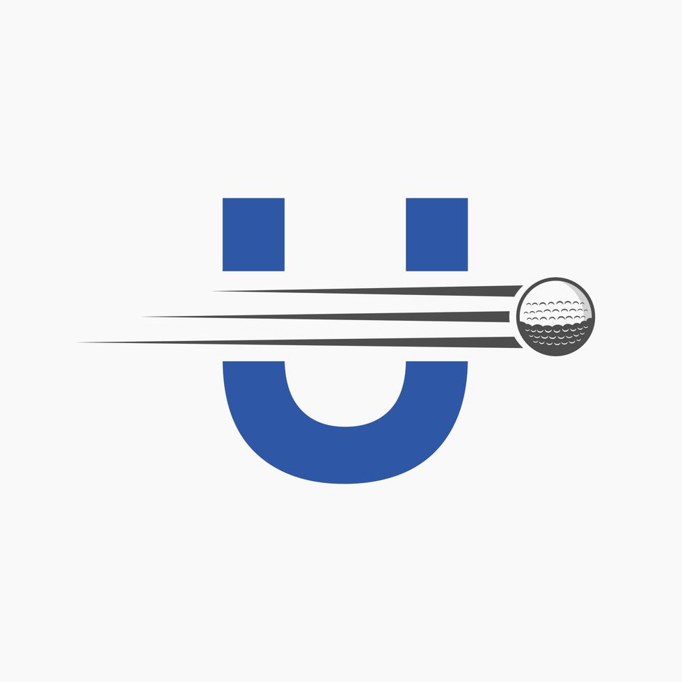 Letter U Golf Logo Design. Initial Hockey Sport Academy Sign, Club Symbol vector