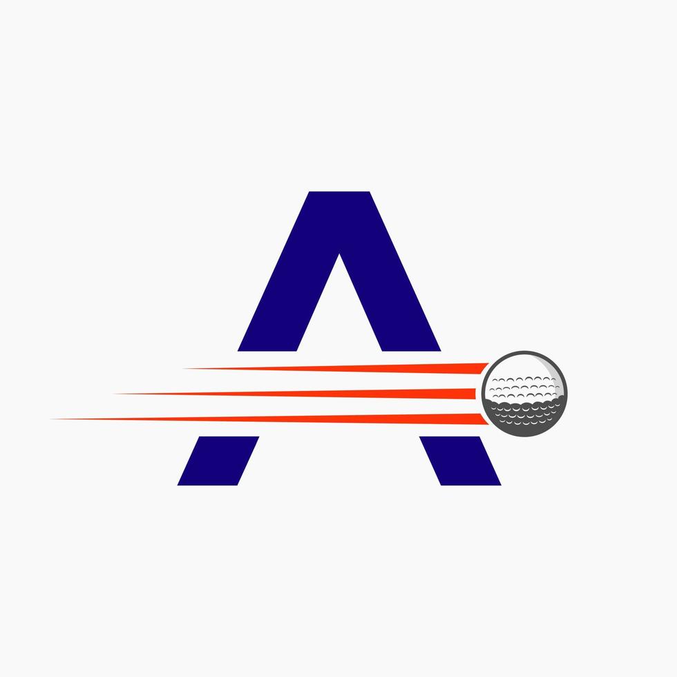 letra un golf logo diseño. inicial hockey deporte academia firmar, club símbolo vector