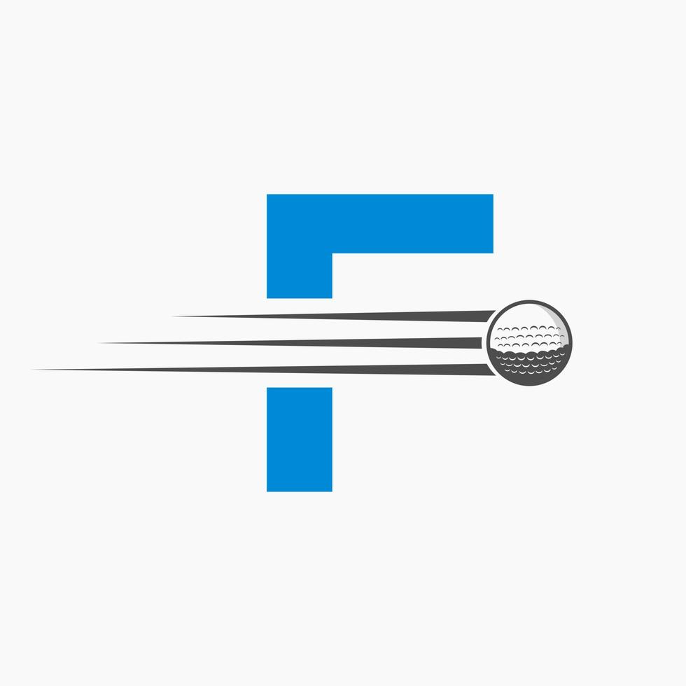 Letter F Golf Logo Design. Initial Hockey Sport Academy Sign, Club Symbol vector