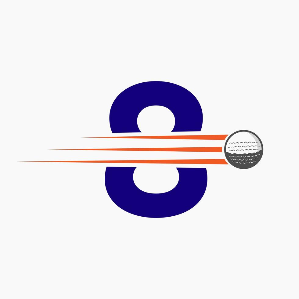 Letter 8 Golf Logo Design. Initial Hockey Sport Academy Sign, Club Symbol vector