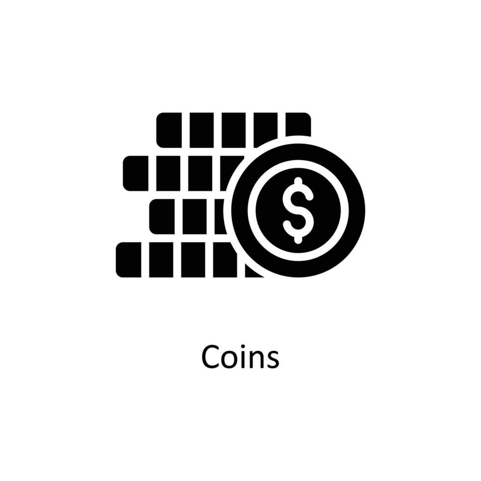 Coins Vector   Solid icons. Simple stock illustration stock
