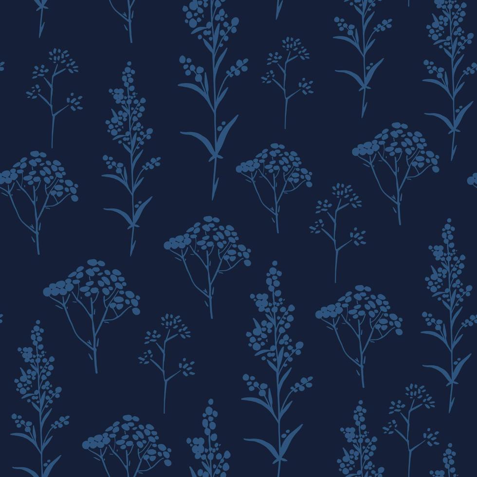 Dark Blue Floral Pattern vector