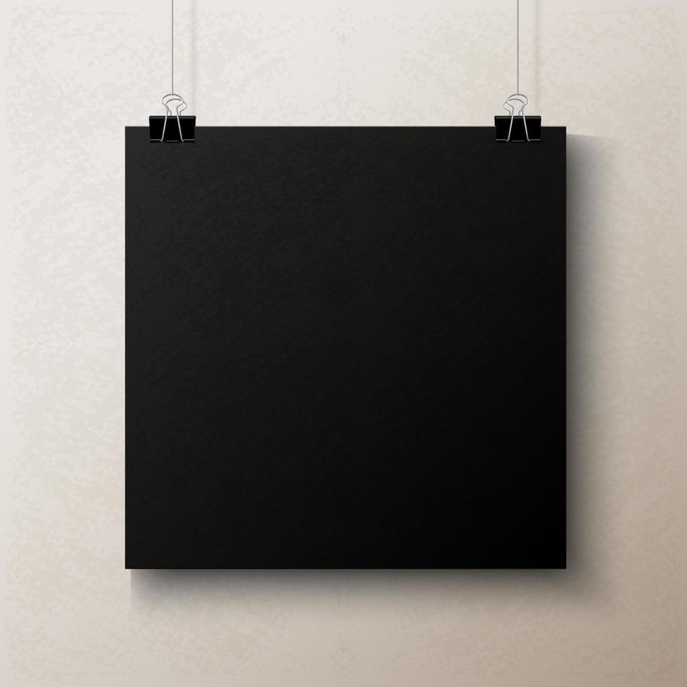 Black Square Hanging Paper Mockup vector