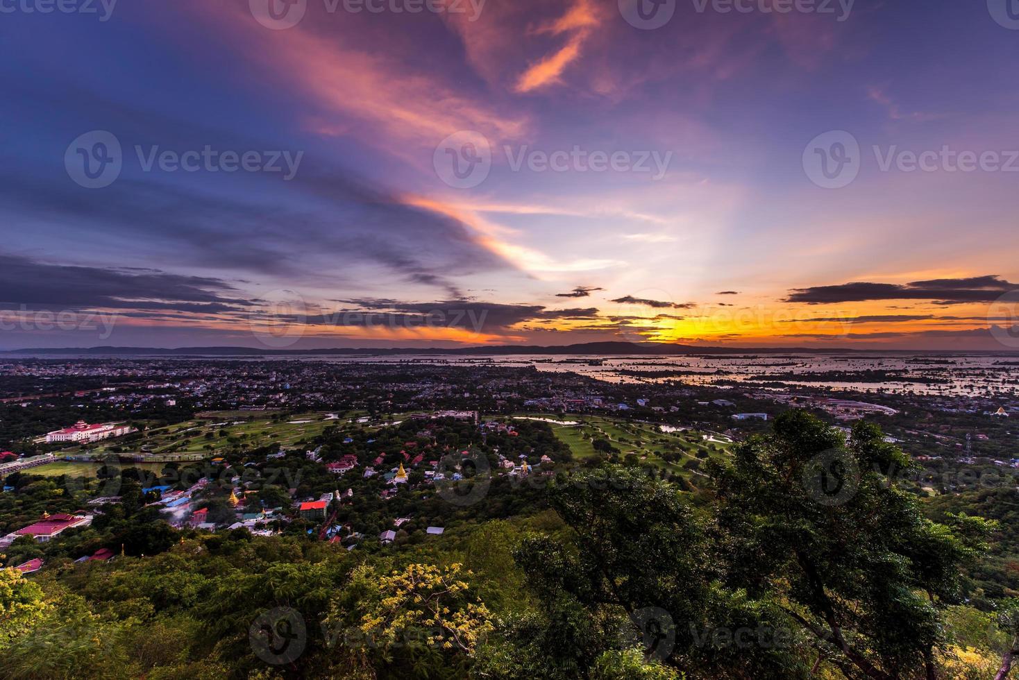 Top view of Irrawaddy River from Mandalay hill at Mandalay, Myanmar. photo