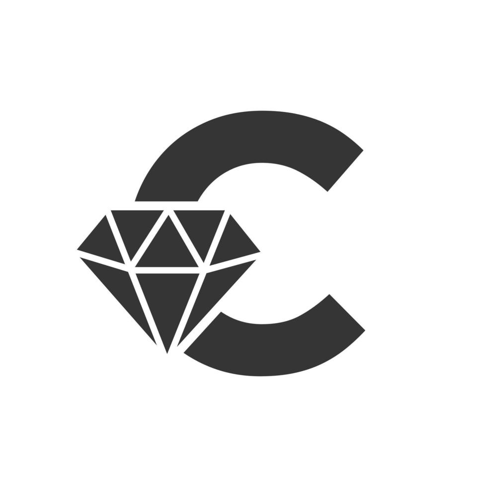 Letter C Diamond Logo Design. Jewelry Logo With Diamond Icon Vector Template