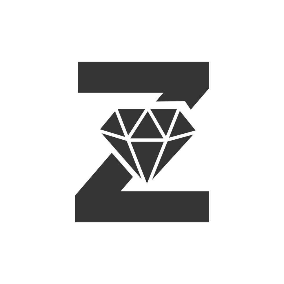 Letter Z Diamond Logo Design. Jewelry Logo With Diamond Icon Vector Template