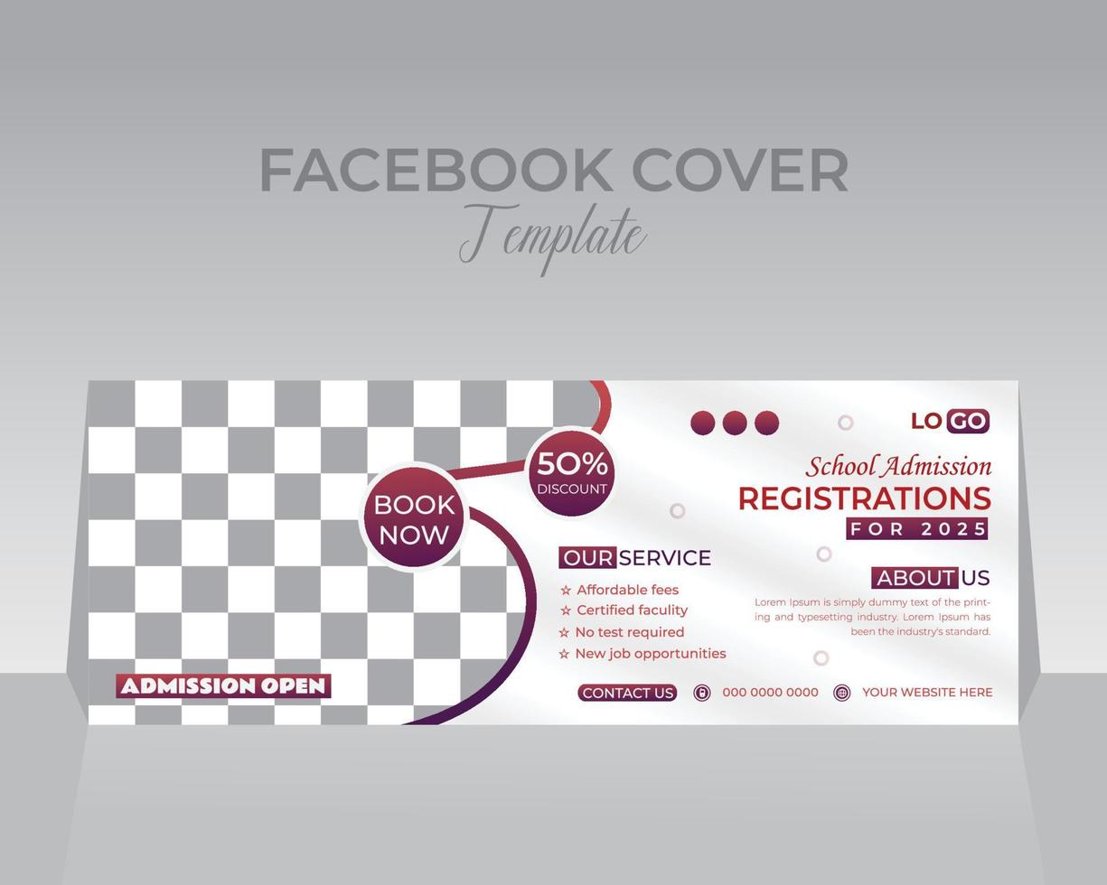 School Facebook Cover Template Design vector