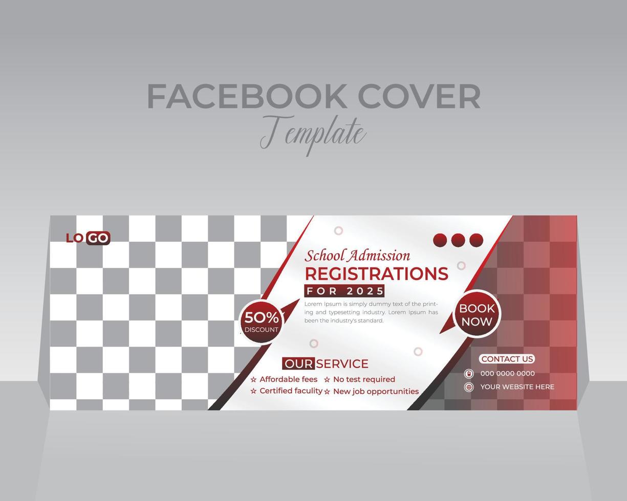 School Facebook Cover Template Design vector